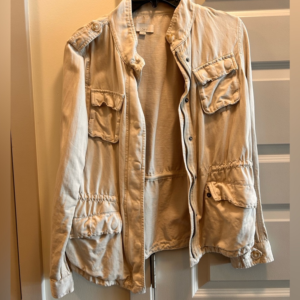 LOFT Light Neutral Button-Front Jacket